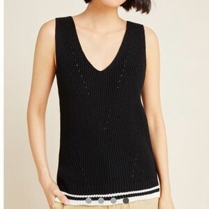 Anthropologie Devyn V-Neck Sweater Tank, XS, Black, Excellent Condition